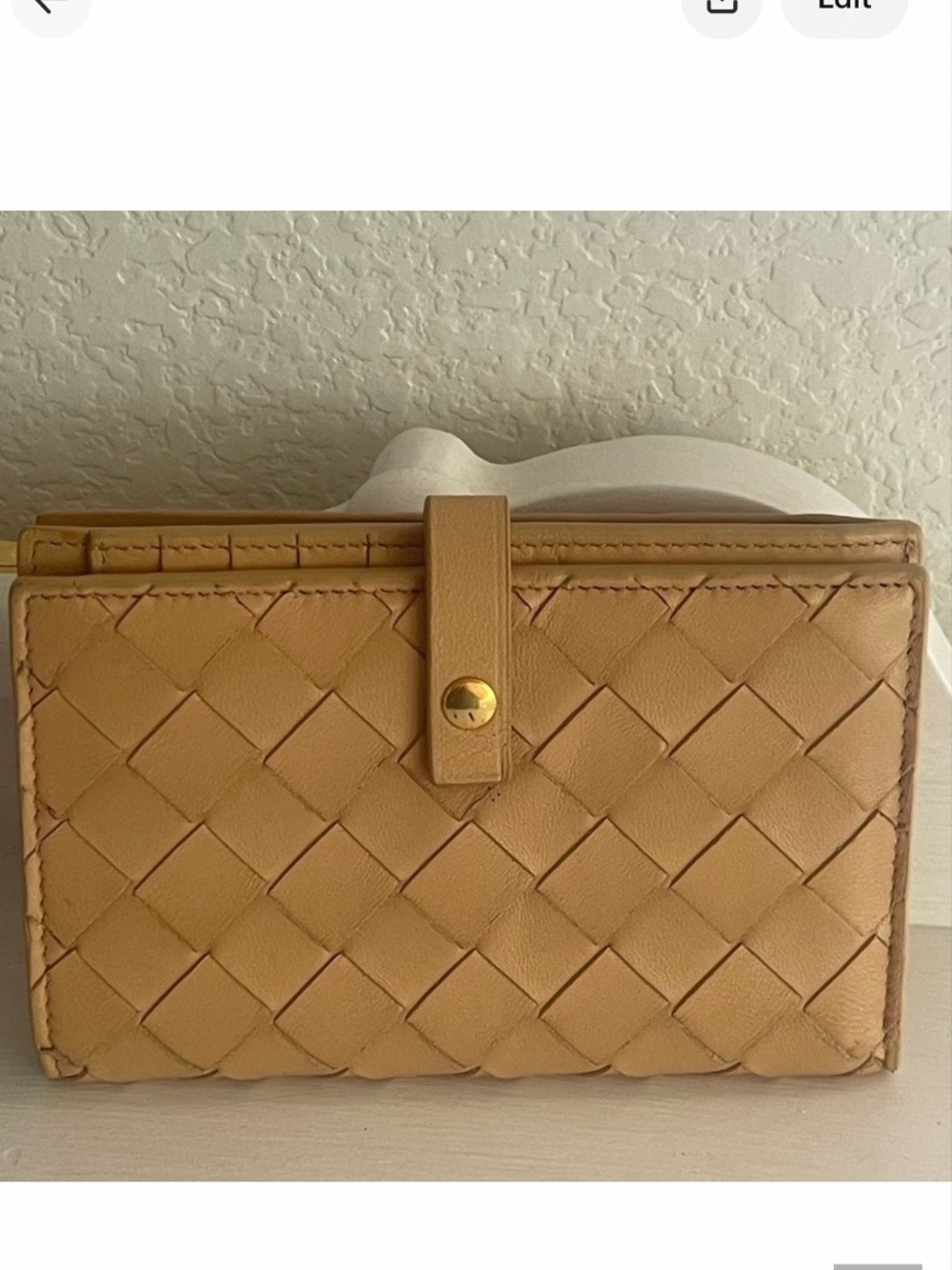 Bottega Veneta Intrecciato Pale Brown Leather Wallet w/ Chain & Dust Bag - Picture 3 of 16